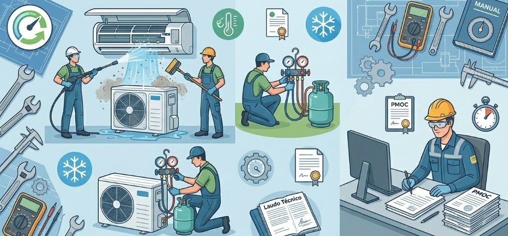 Ilustração dos serviços de engenharia e climatização