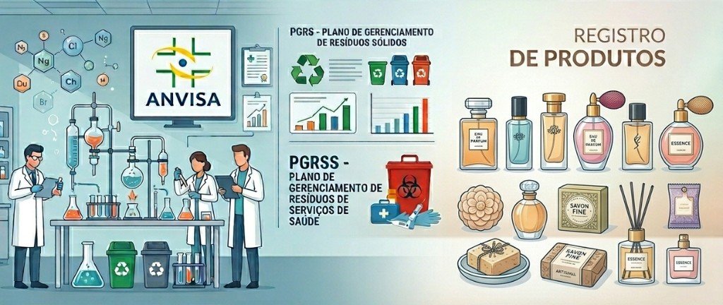 Ilustração dos serviços da área química e regulatória
